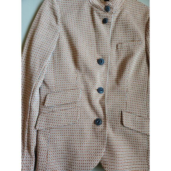 Rag & Bone Slade Geo Cotton Blend Knit Blazer Jacket Sz 10 Brown Multi #1G504 - Picture 4 of 9